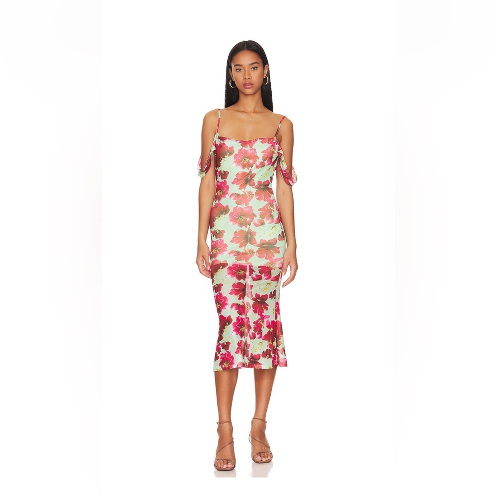 More To Come Brea Midi Dress in Green Multi
